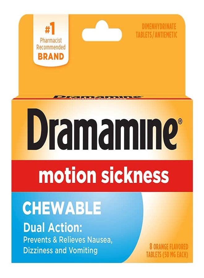 Dramamine Chewable Motion Sickness Relief, 8 Tablets each (Pack of 5) - Image 1